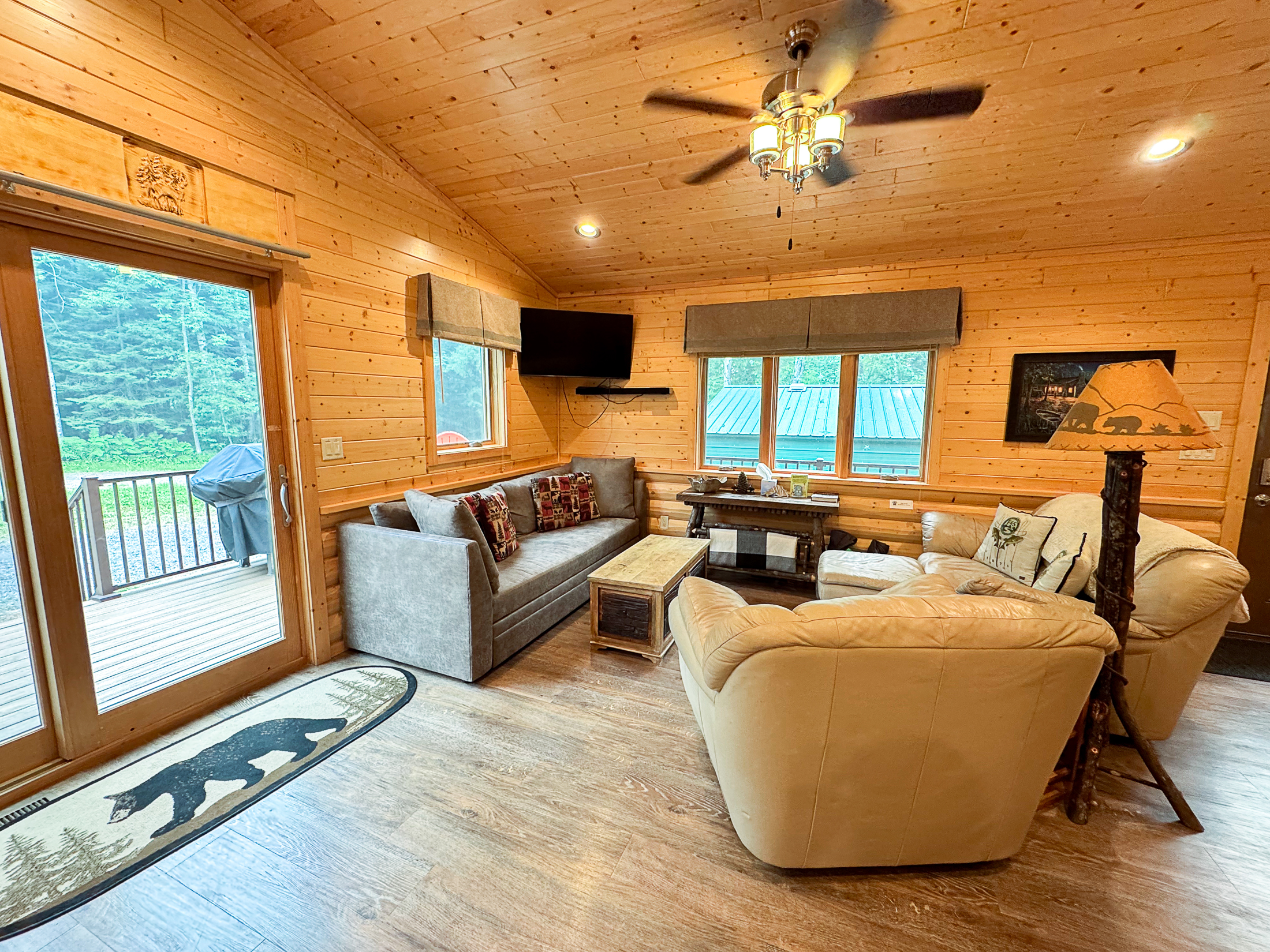 Warm wood living room interior at Best Kept Secret
