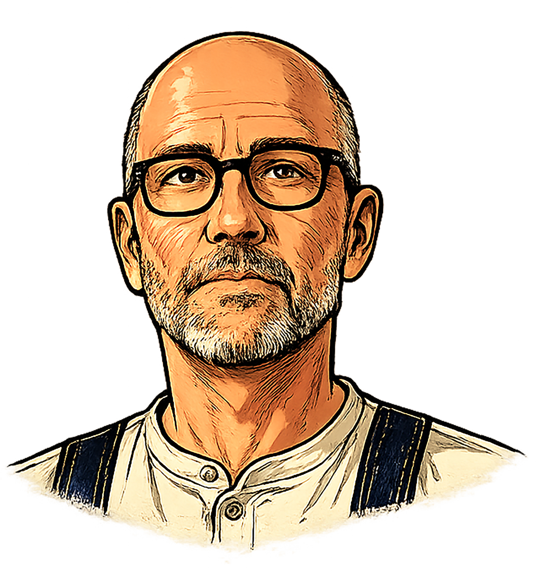 Illustrated portrait of Dale Peacock.